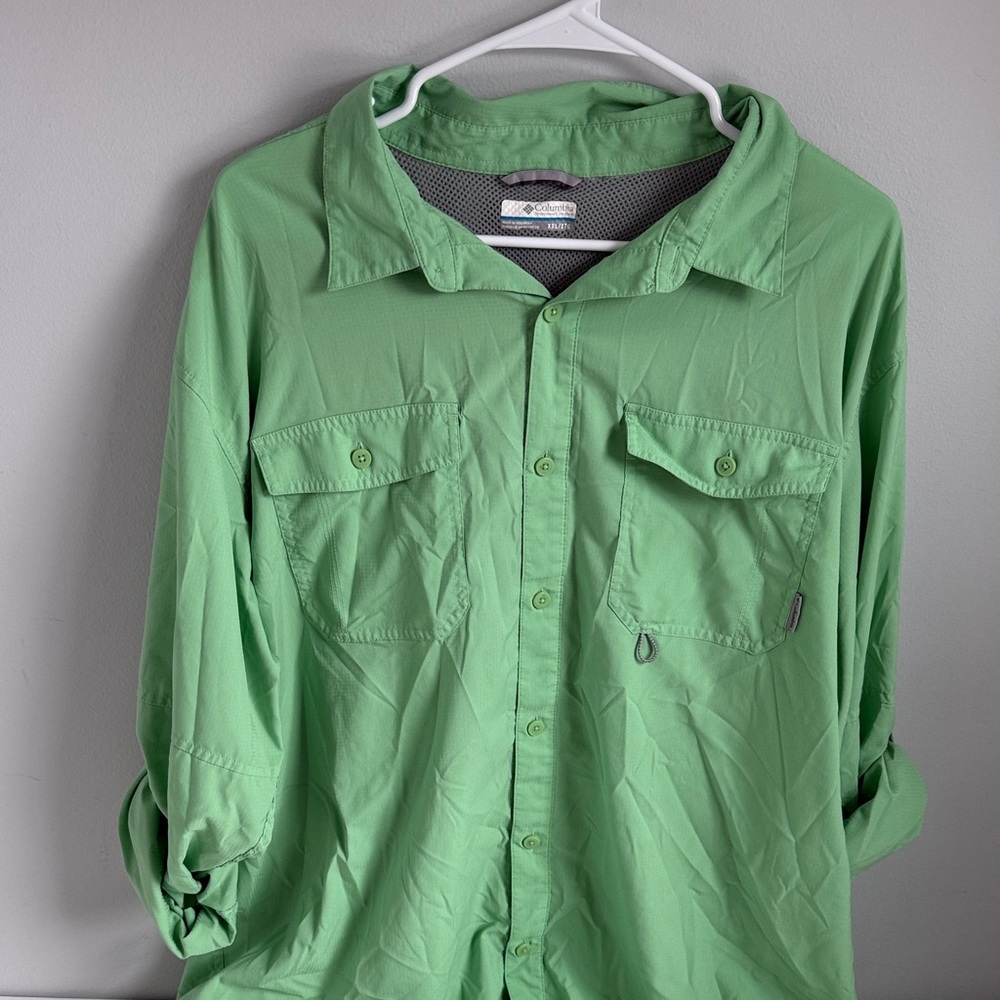 COLUMBIA OMNI SHADE Green Men's Casual FISHING SHIRT - long sleeve XXL